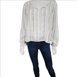 Arizona Jeans Pinstripe Long Sleeve Cropped Top Size L